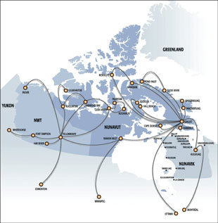Map of First-Air Routes - Click for a larger version